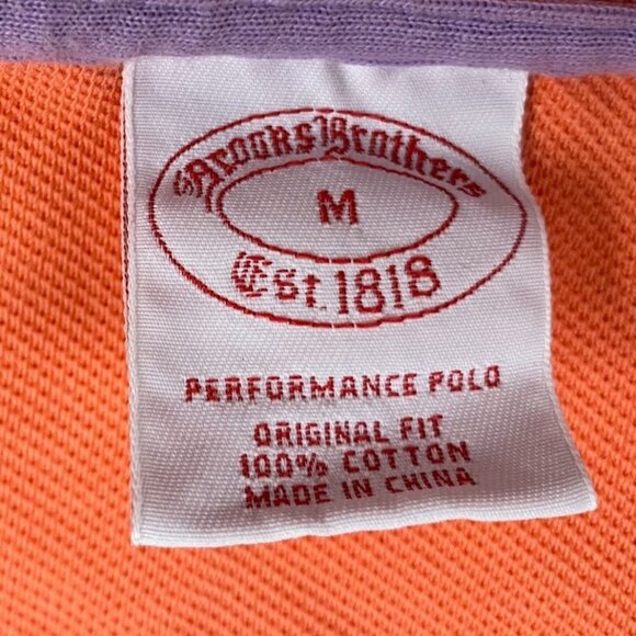 Brooks Brothers Mens Polo Shirt M Orange Performance 100% Cotton Original Fit Em - Picture 5 of 13